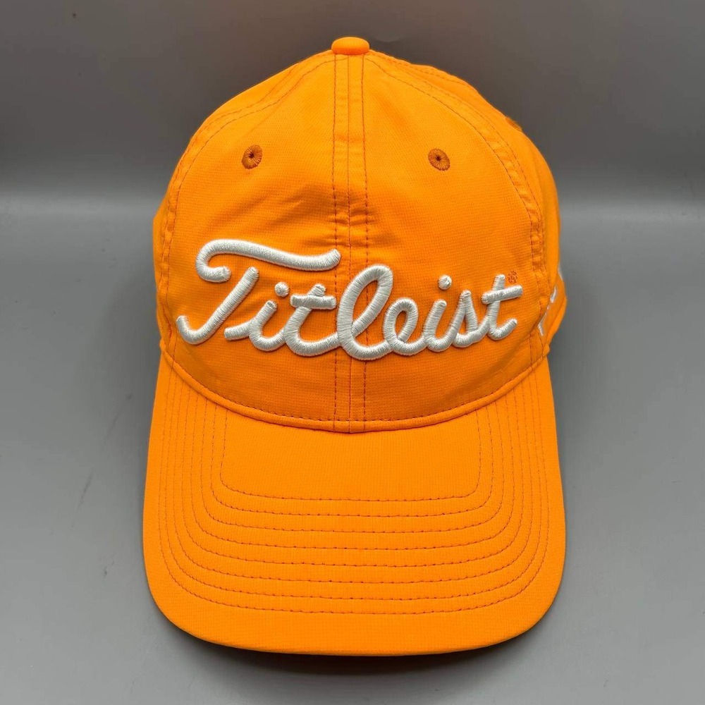 Titleist Golf Hat Men Orange Embroidered FootJoy Pro VI Strap Back Cap